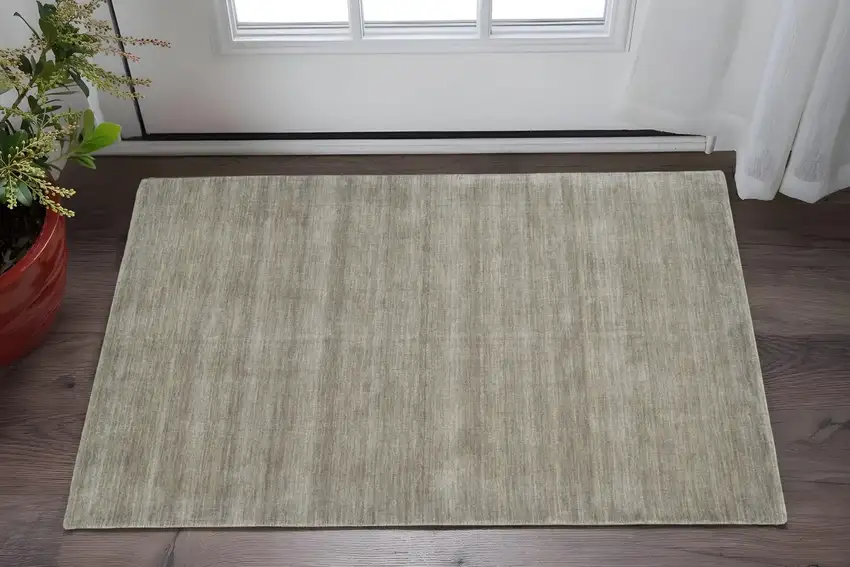 Gray and Ivory Wool Hand Woven Area Rug Photo 1