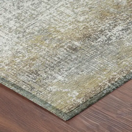 Gray And Khaki Abstract Washable Indoor Outdoor Area Rug Photo 3