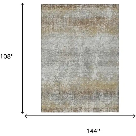 Gray And Khaki Abstract Washable Indoor Outdoor Area Rug Photo 5