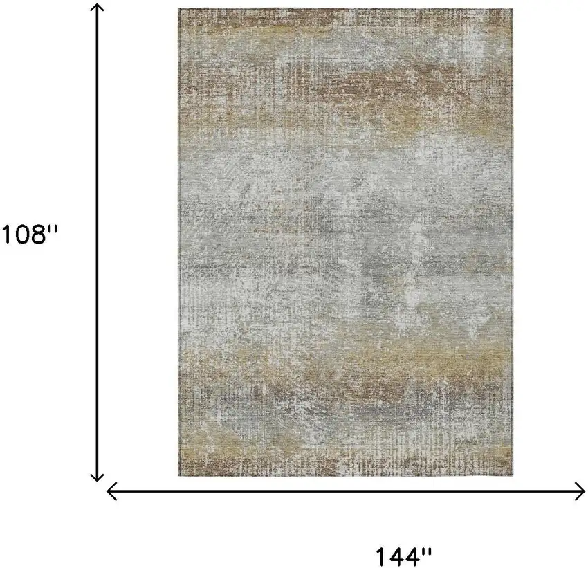 Gray And Khaki Abstract Washable Indoor Outdoor Area Rug Photo 5