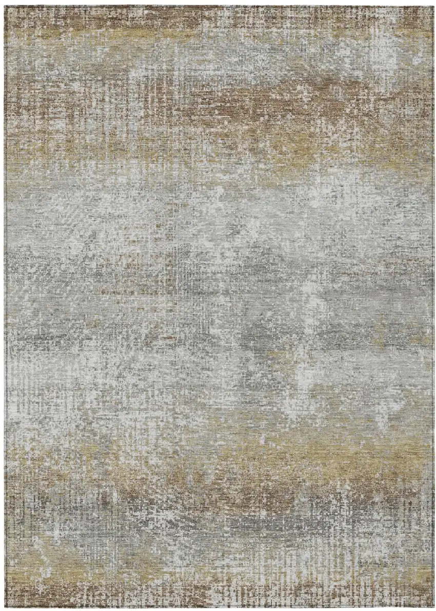 Gray And Khaki Abstract Washable Indoor Outdoor Area Rug Photo 2