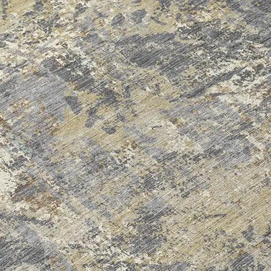 Gray And Khaki Abstract Washable Indoor Outdoor Area Rug Photo 4