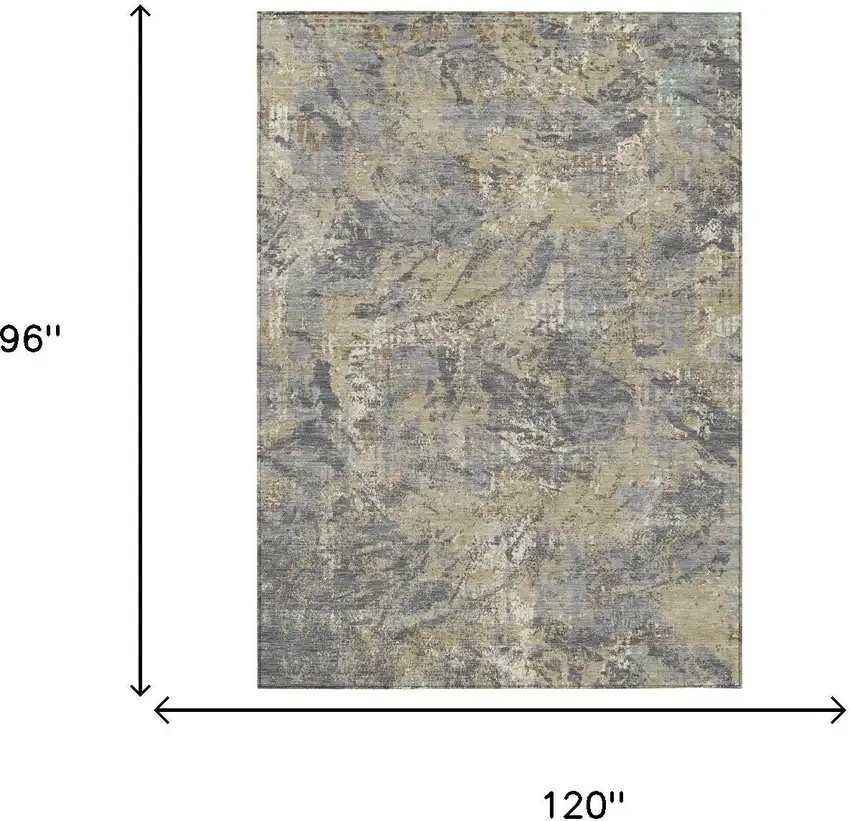 Gray And Khaki Abstract Washable Indoor Outdoor Area Rug Photo 5