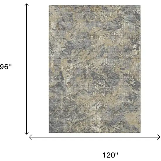 Gray And Khaki Abstract Washable Indoor Outdoor Area Rug Photo 5