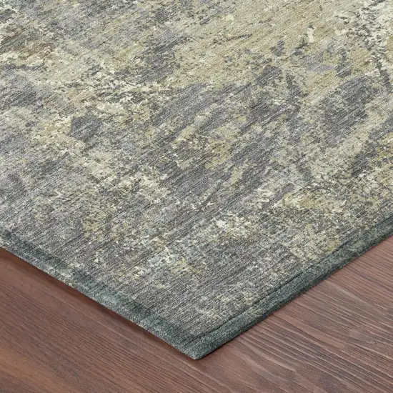 Gray And Khaki Abstract Washable Indoor Outdoor Area Rug Photo 3