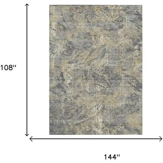 Gray And Khaki Abstract Washable Indoor Outdoor Area Rug Photo 5