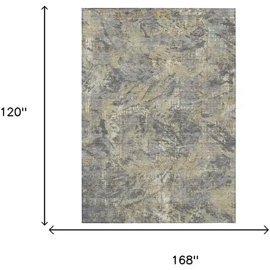Gray And Khaki Abstract Washable Indoor Outdoor Area Rug Photo 5