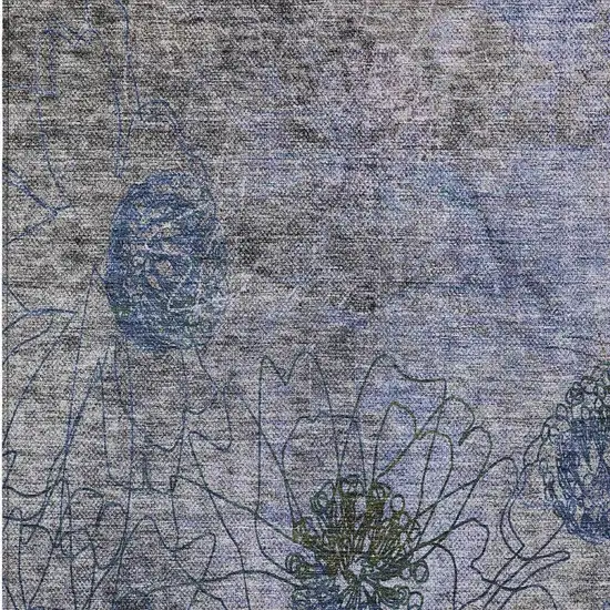 Gray And Lavender Floral Washable Indoor Outdoor Area Rug Photo 7