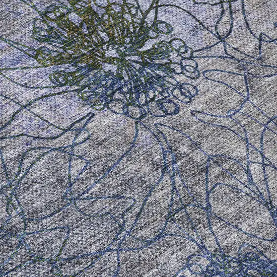 Gray And Lavender Floral Washable Indoor Outdoor Area Rug Photo 8
