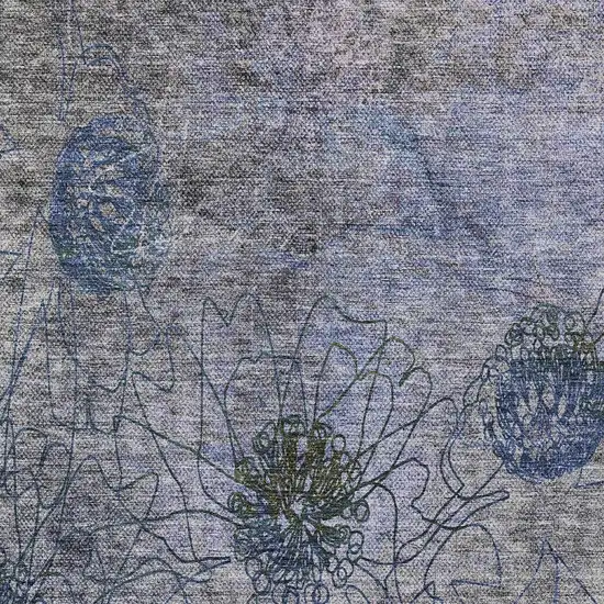 Gray And Lavender Floral Washable Indoor Outdoor Area Rug Photo 5