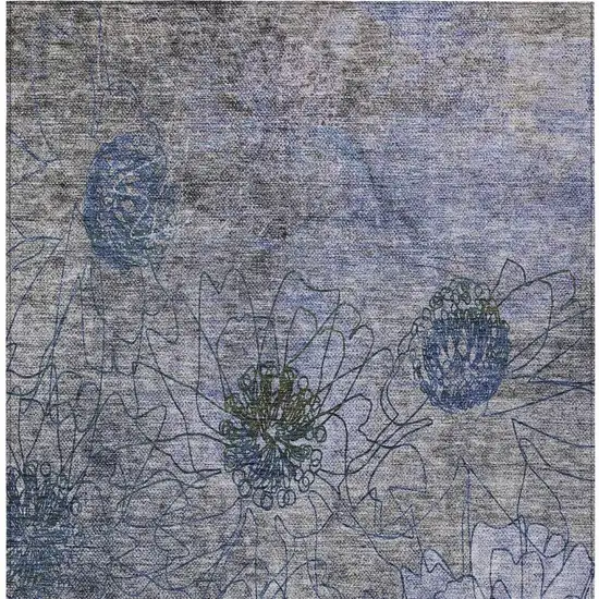Gray And Lavender Floral Washable Indoor Outdoor Area Rug Photo 5