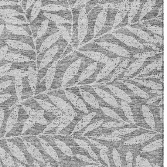 Gray And Light Gray Floral Washable Indoor Outdoor Area Rug Photo 6
