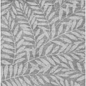 Photo of Gray And Light Gray Floral Washable Indoor Outdoor Area Rug