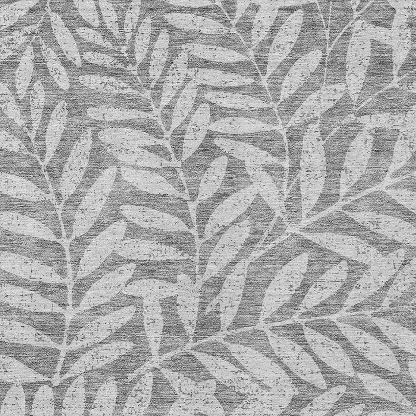 Gray And Light Gray Floral Washable Indoor Outdoor Area Rug Photo 6