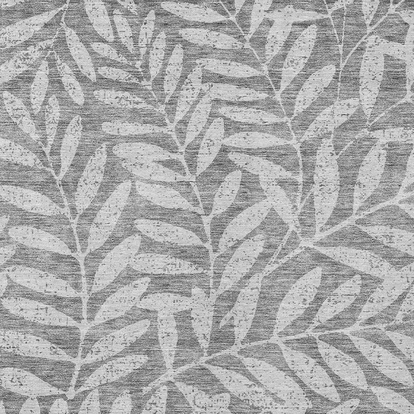 Gray And Light Gray Floral Washable Indoor Outdoor Area Rug Photo 6