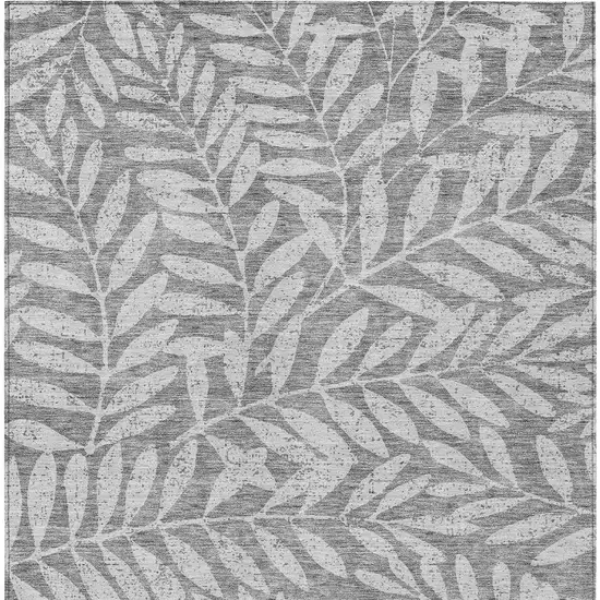 Gray And Light Gray Floral Washable Indoor Outdoor Area Rug Photo 7