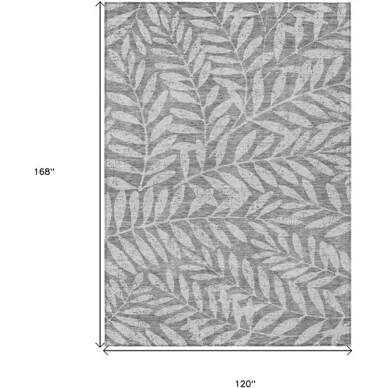 Gray And Light Gray Floral Washable Indoor Outdoor Area Rug Photo 2