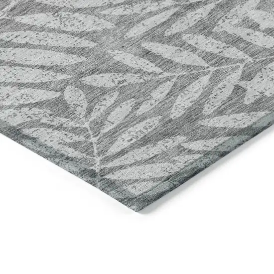 Gray And Light Gray Floral Washable Indoor Outdoor Area Rug Photo 5