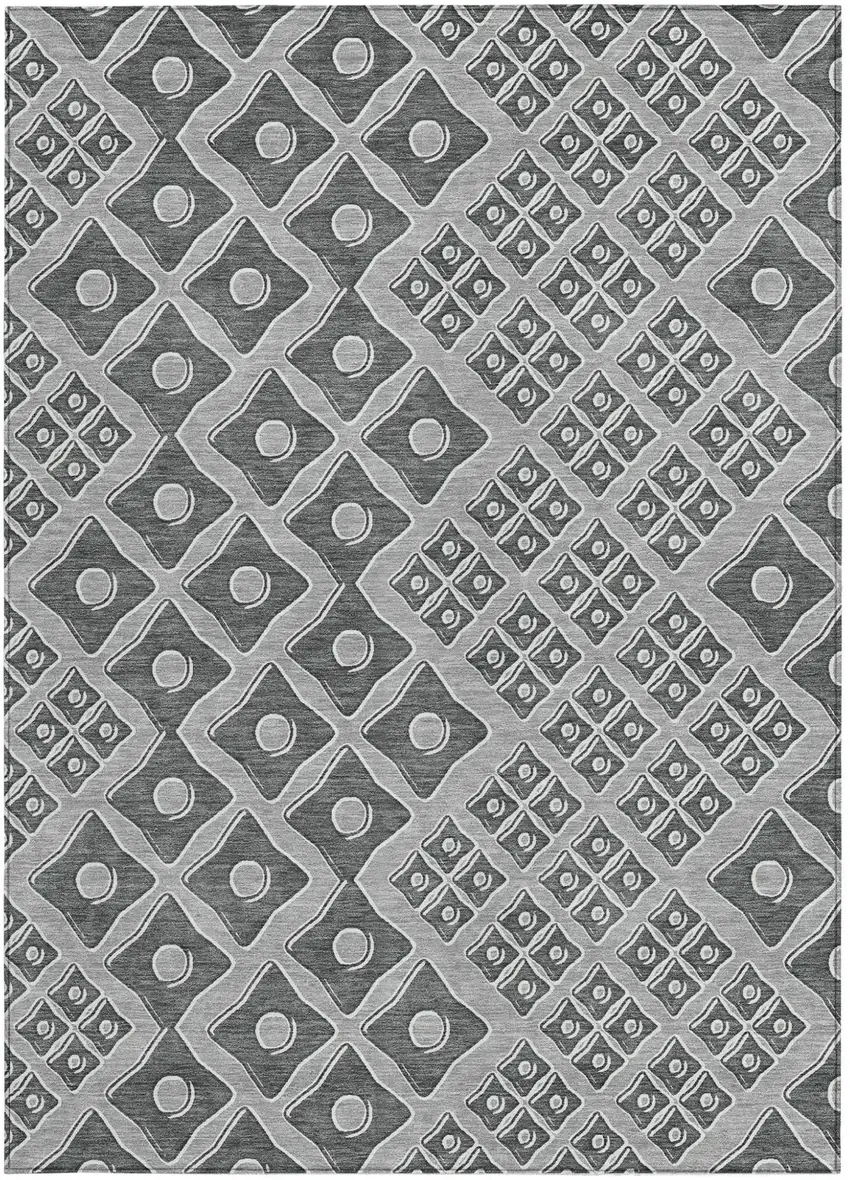 Gray And Light Gray Geometric Washable Indoor Outdoor Area Rug Photo 7