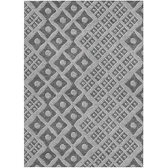 Gray And Light Gray Geometric Washable Indoor Outdoor Area Rug Photo 7