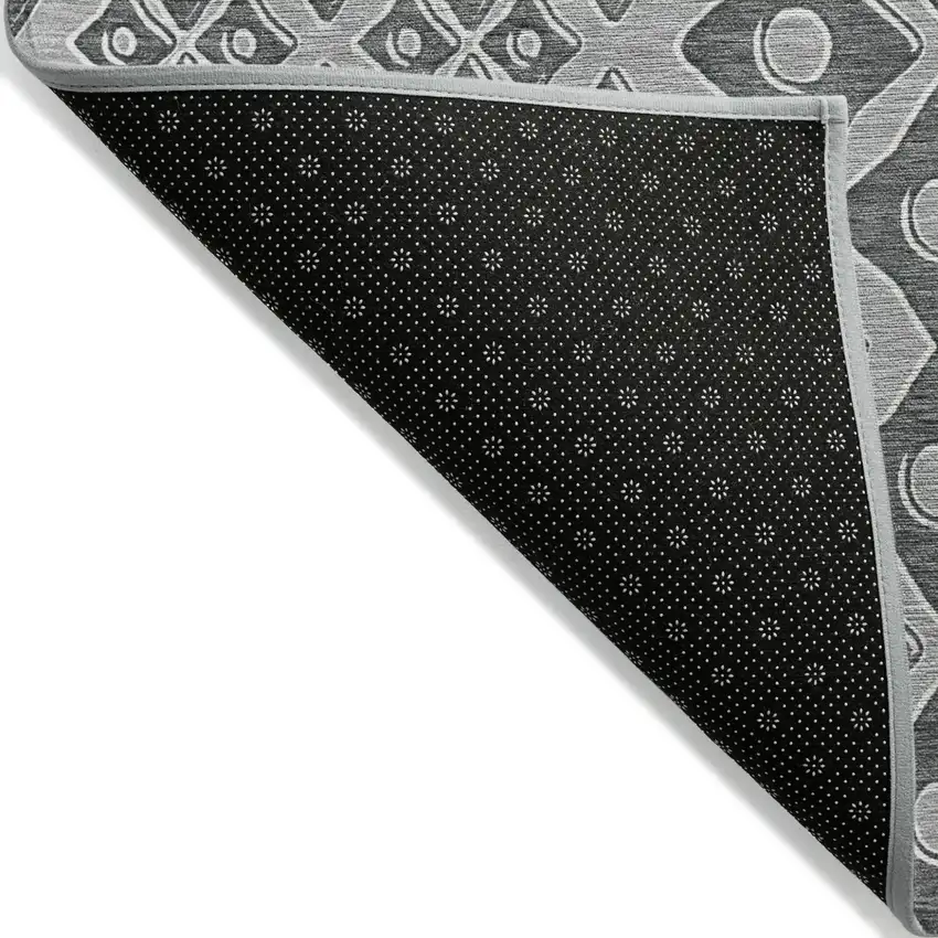 Gray And Light Gray Geometric Washable Indoor Outdoor Area Rug Photo 5