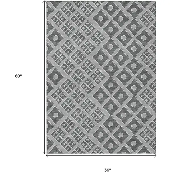 Gray And Light Gray Geometric Washable Indoor Outdoor Area Rug Photo 3