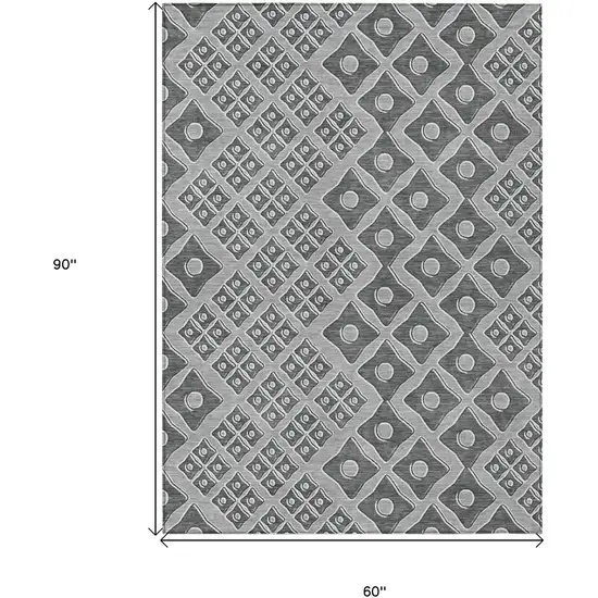 Gray And Light Gray Geometric Washable Indoor Outdoor Area Rug Photo 3