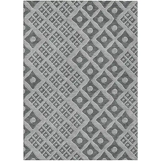 Gray And Light Gray Geometric Washable Indoor Outdoor Area Rug Photo 2