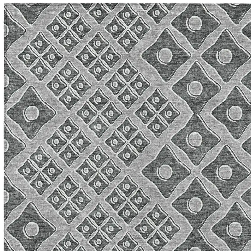 Gray And Light Gray Geometric Washable Indoor Outdoor Area Rug Photo 6