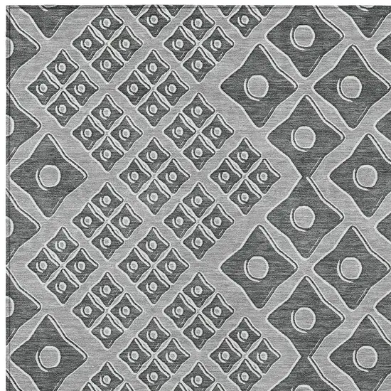 Gray And Light Gray Geometric Washable Indoor Outdoor Area Rug Photo 6