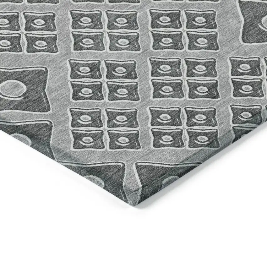 Gray And Light Gray Geometric Washable Indoor Outdoor Area Rug Photo 4