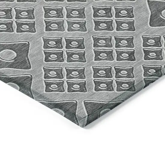 Gray And Light Gray Geometric Washable Indoor Outdoor Area Rug Photo 4