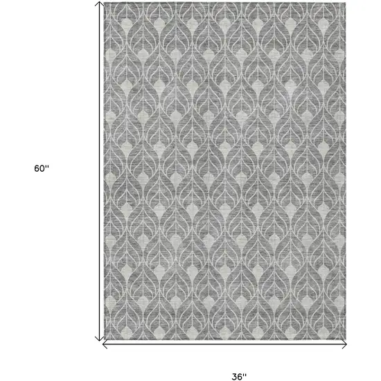 Gray And Light Gray Geometric Washable Indoor Outdoor Area Rug Photo 3