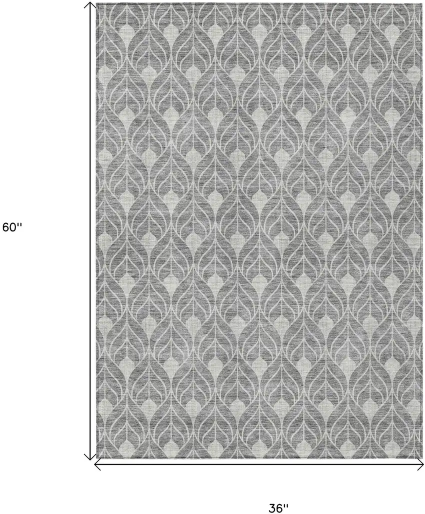 Gray And Light Gray Geometric Washable Indoor Outdoor Area Rug Photo 3
