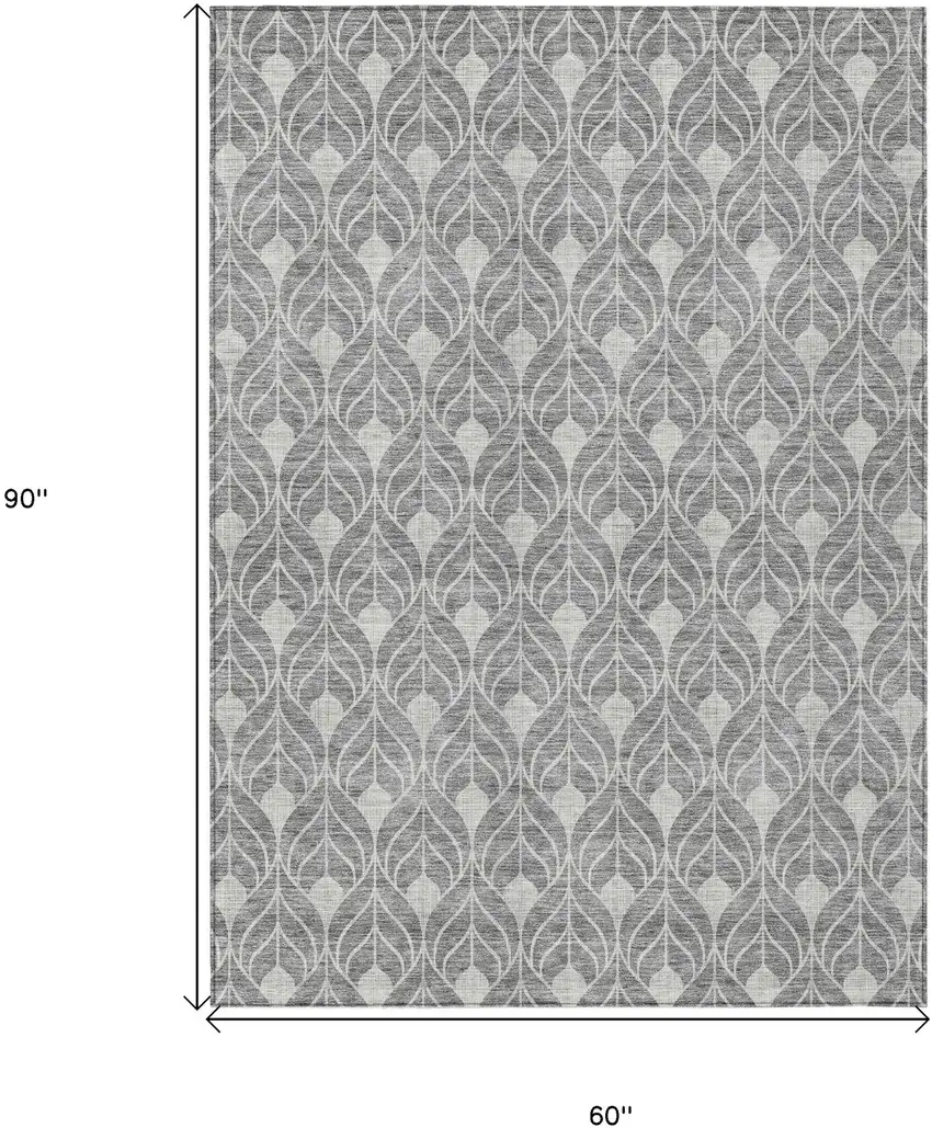 Gray And Light Gray Geometric Washable Indoor Outdoor Area Rug Photo 3