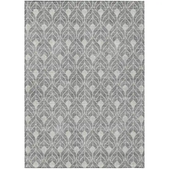 Gray And Light Gray Geometric Washable Indoor Outdoor Area Rug Photo 2
