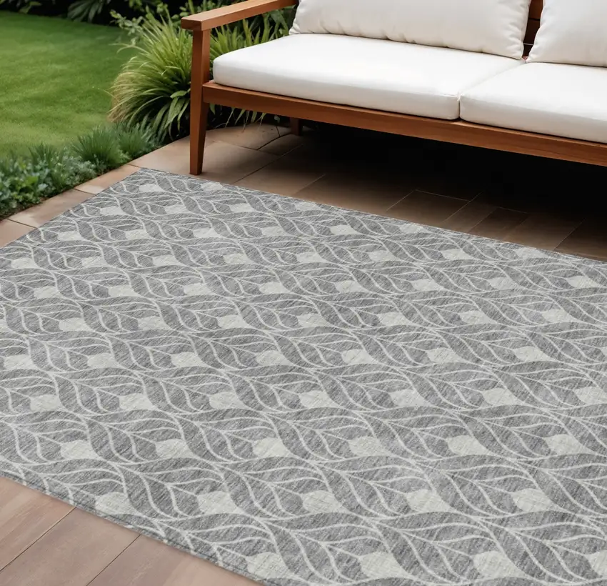 Gray And Light Gray Geometric Washable Indoor Outdoor Area Rug Photo 1