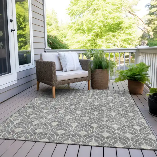 Gray And Light Gray Geometric Washable Indoor Outdoor Area Rug Photo 7