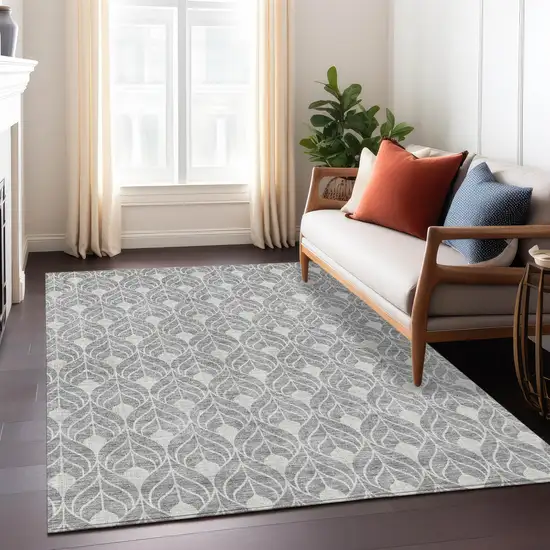 Gray And Light Gray Geometric Washable Indoor Outdoor Area Rug Photo 9
