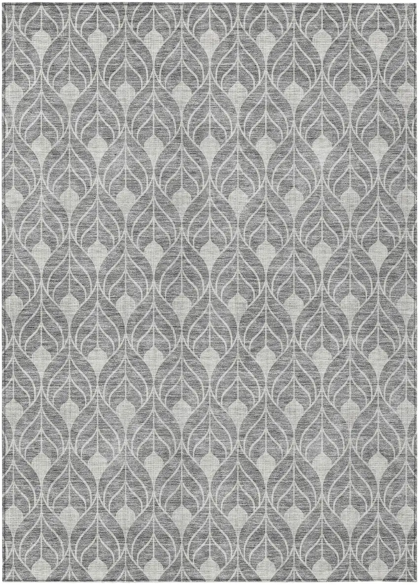 Gray And Light Gray Geometric Washable Indoor Outdoor Area Rug Photo 2