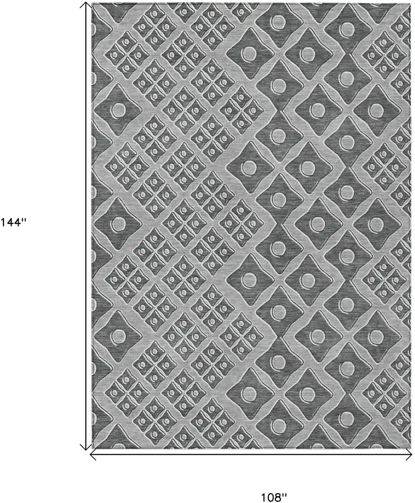 Gray And Light Gray Geometric Washable Indoor Outdoor Area Rug Photo 3