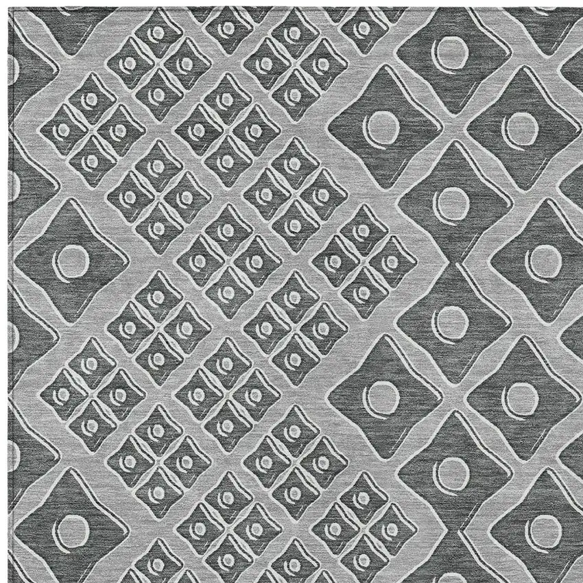 Gray And Light Gray Geometric Washable Indoor Outdoor Area Rug Photo 6