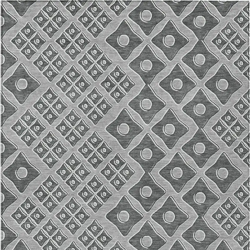Gray And Light Gray Geometric Washable Indoor Outdoor Area Rug Photo 8