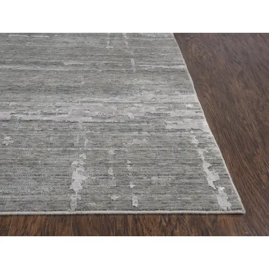 Gray And Light Gray New Zealand Lambs Wool Abstract Hand Carved Handmade Area Rug Photo 2