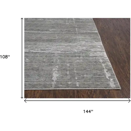 Gray And Light Gray New Zealand Lambs Wool Abstract Hand Carved Handmade Area Rug Photo 7