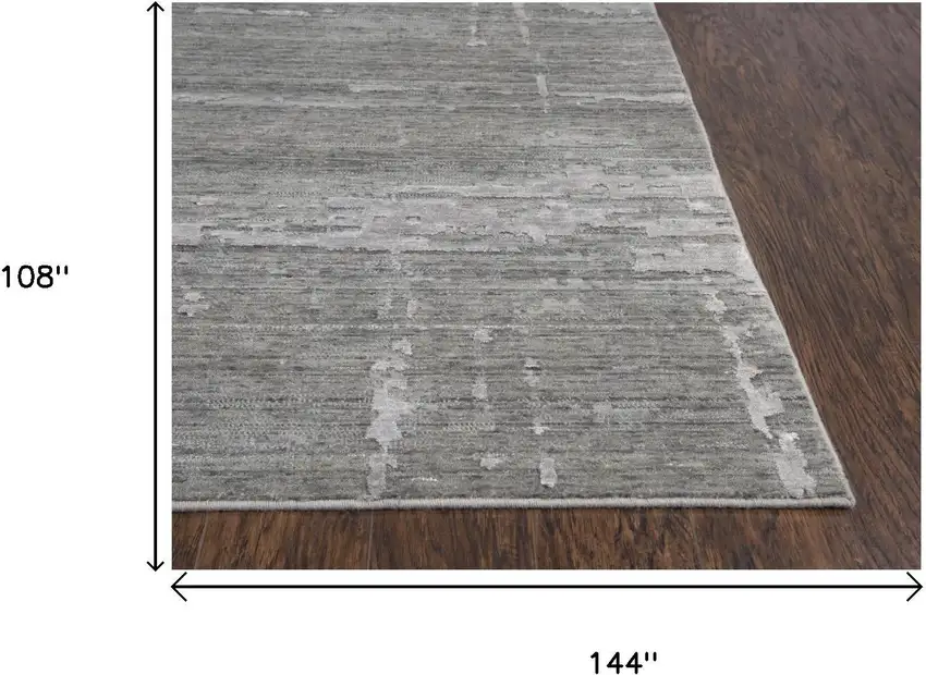 Gray And Light Gray New Zealand Lambs Wool Abstract Hand Carved Handmade Area Rug Photo 7