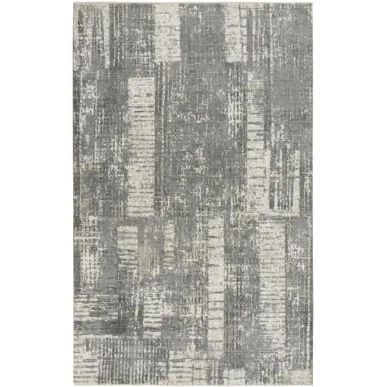 Gray And Light Gray New Zealand Lambs Wool Abstract Hand Carved Handmade Area Rug Photo 3