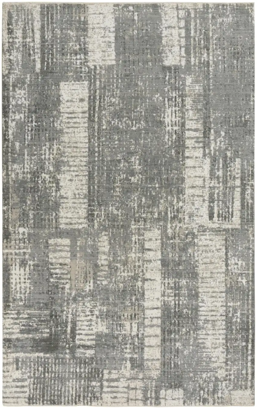 Gray And Light Gray New Zealand Lambs Wool Abstract Hand Carved Handmade Area Rug Photo 3