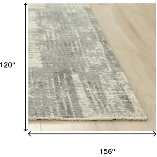 Gray And Light Gray New Zealand Lambs Wool Abstract Hand Carved Handmade Area Rug Photo 7