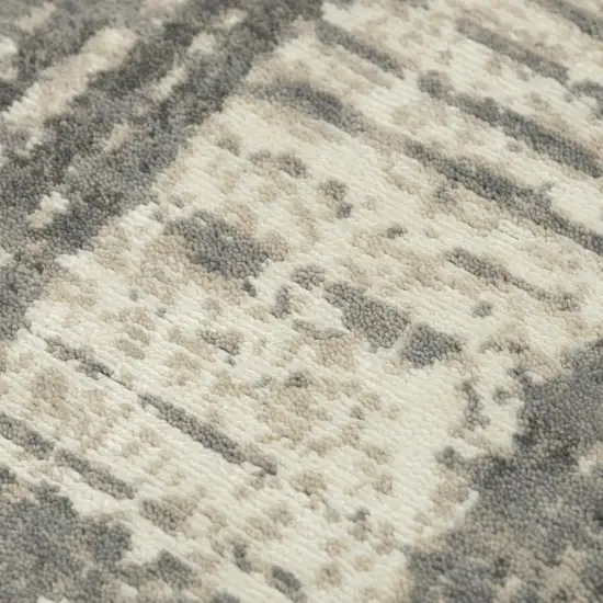 Gray And Light Gray New Zealand Lambs Wool Abstract Hand Carved Handmade Area Rug Photo 4